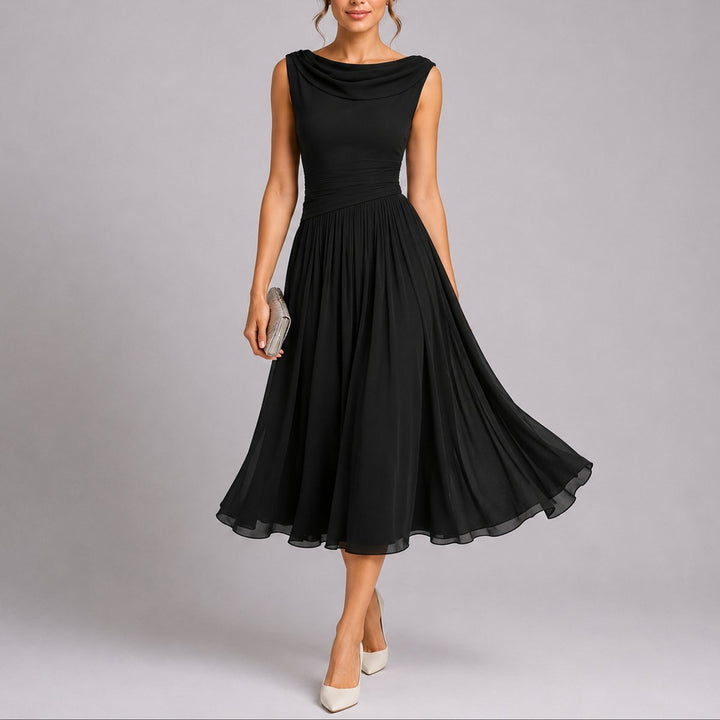 Hazel | Stylish Fall Wedding Pleated Midi Dress