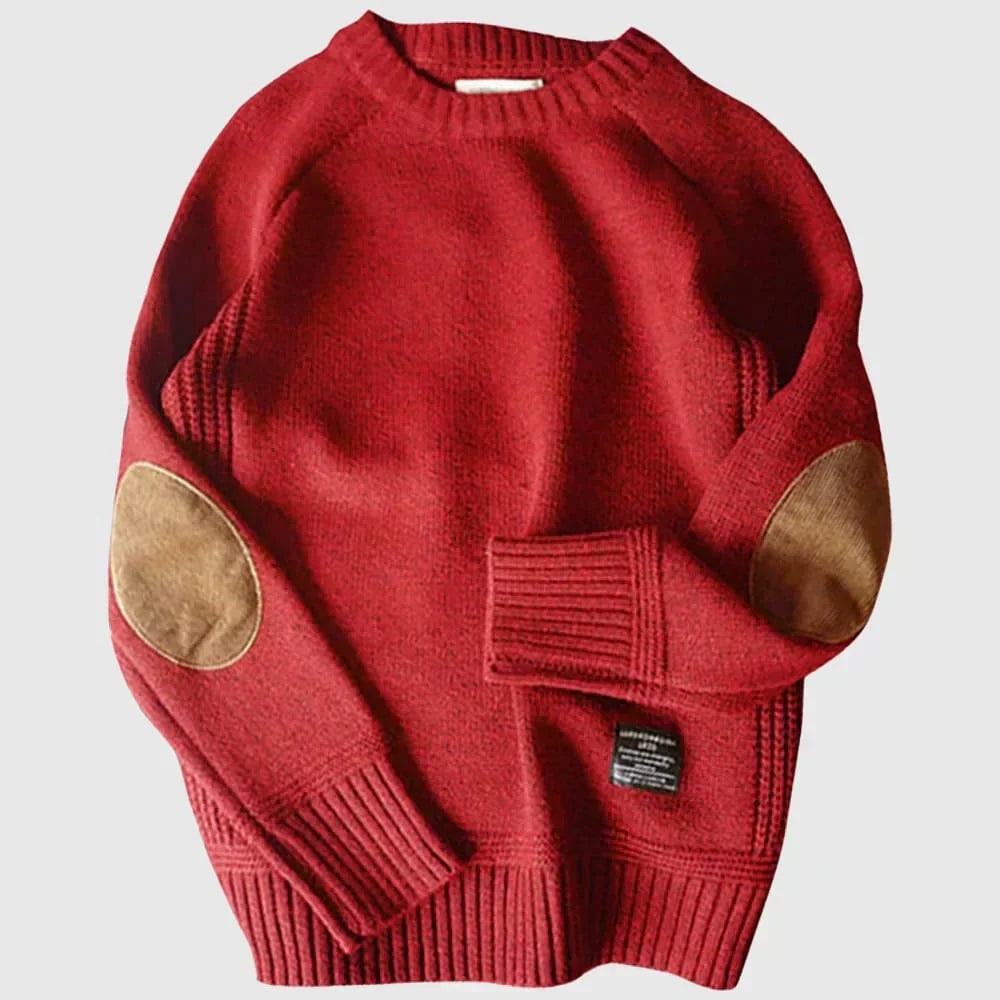 Fabian | Knitted Sweater with Elbow Patches for Men