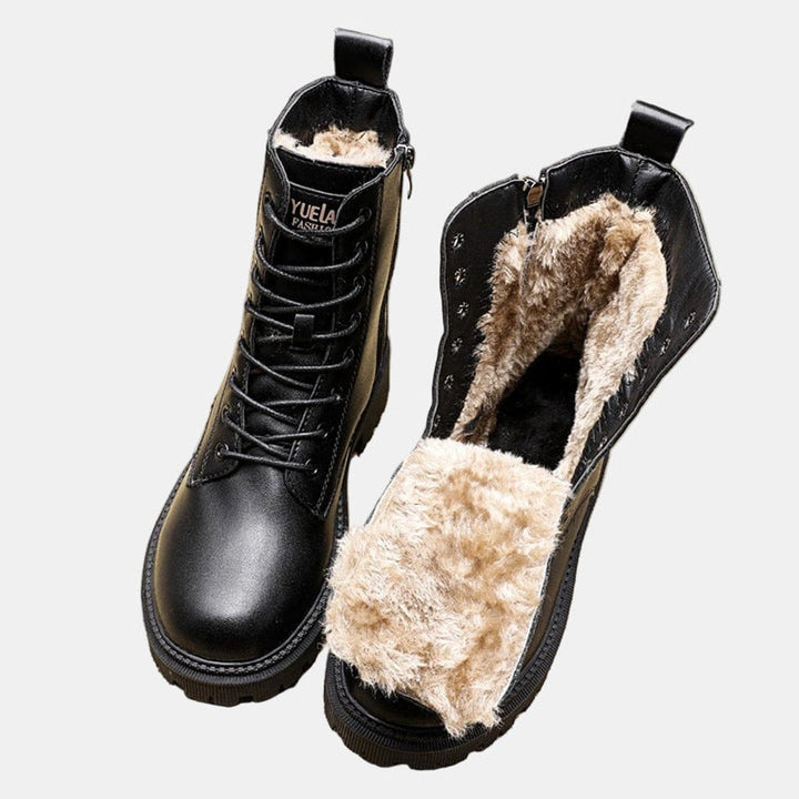 Freya | Warm Fleece-Lined Combat Ankle Boots