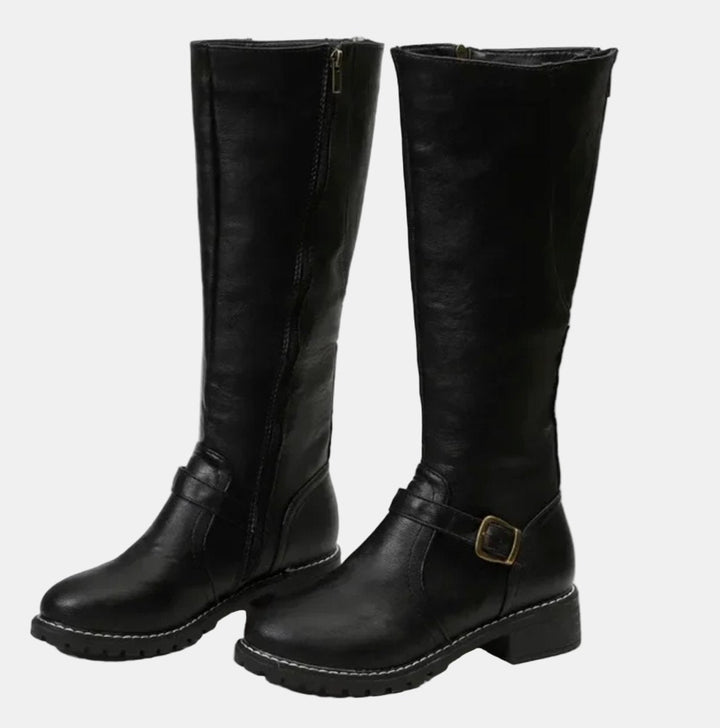 Elena | Elegant Buckle Strap Knee High Boots