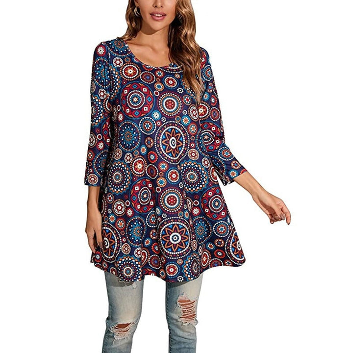 Lydia | Artistic Mandala Print A-Line Tunic Top