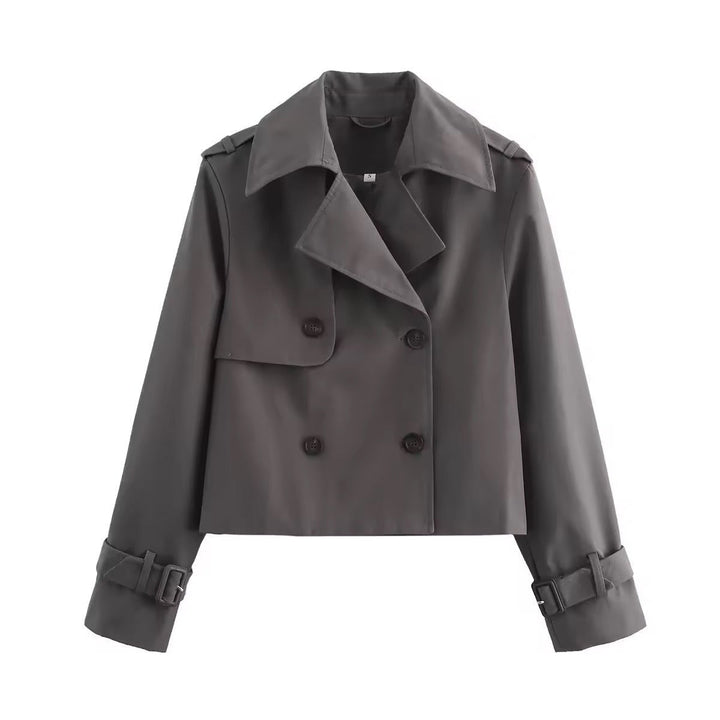 Isabelle | Elegant Double-Breasted Cropped Trench Coat