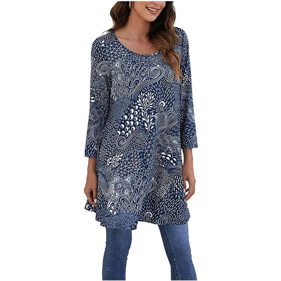 Lydia | Artistic Mandala Print A-Line Tunic Top