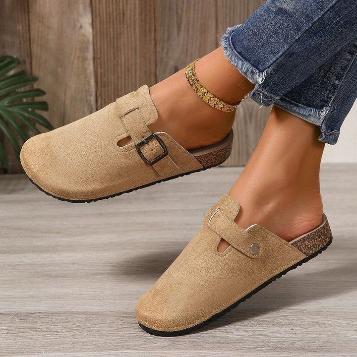 Harper | Elegant And Comfortable Suede Buckle Slip-On Mules