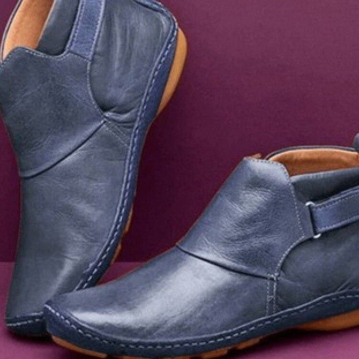 Rebecca | Relaxed Leather Ankle Boots With Adjustable Strap