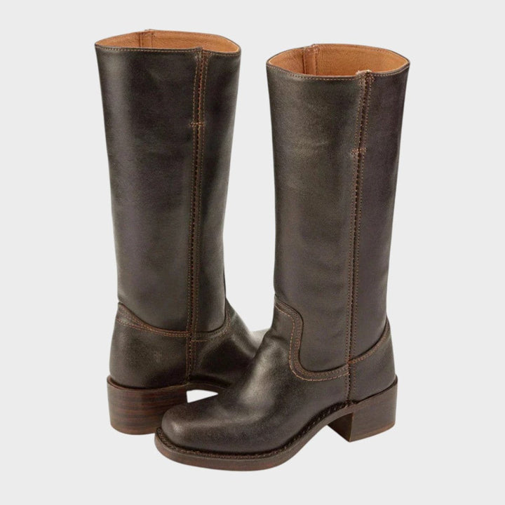 Laura | Elegant Western Leather Knee High Boots
