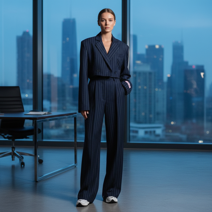 Isabella | Elegant And Sophisticated Striped Blazer Set For Women