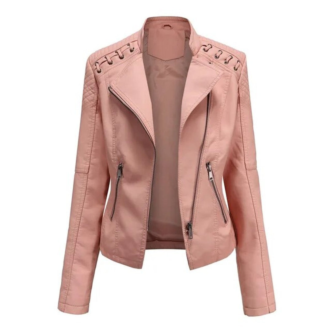 Mila | Biker-Style Zip-Up Faux Leather Jacket for Women