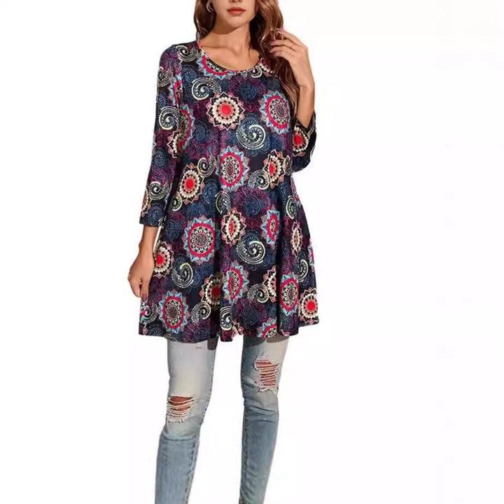 Lydia | Artistic Mandala Print A-Line Tunic Top