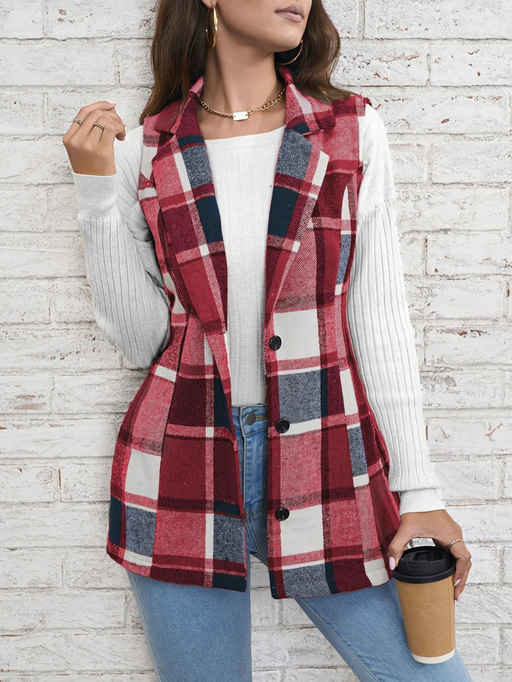 Victoria | Sophisticated And Cozy Plaid Longline Vest