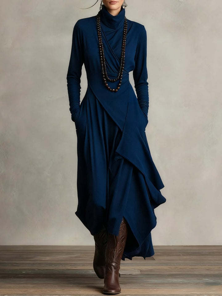 Isabella | Modern Long-Sleeved Dress with Asymmetrical Maxi Hem