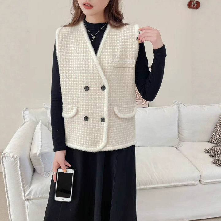 Ursula | Elegant And Sophisticated Double Breasted Textured Vest