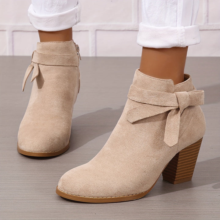 Heloise | Block Heel Ankle Boots with Bow Detail for Women