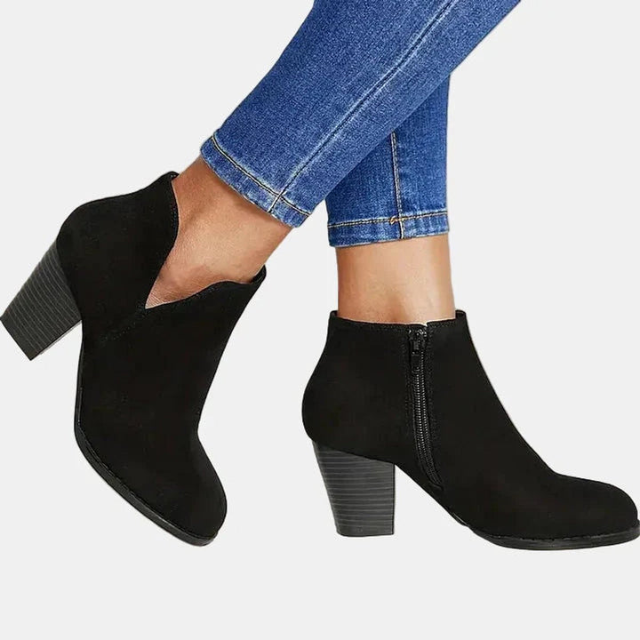 Aurora | Elegant Suede Block Heel Ankle Boots