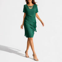 Sophia | Trendy Fall Wedding Tiered Chiffon Midi Dress