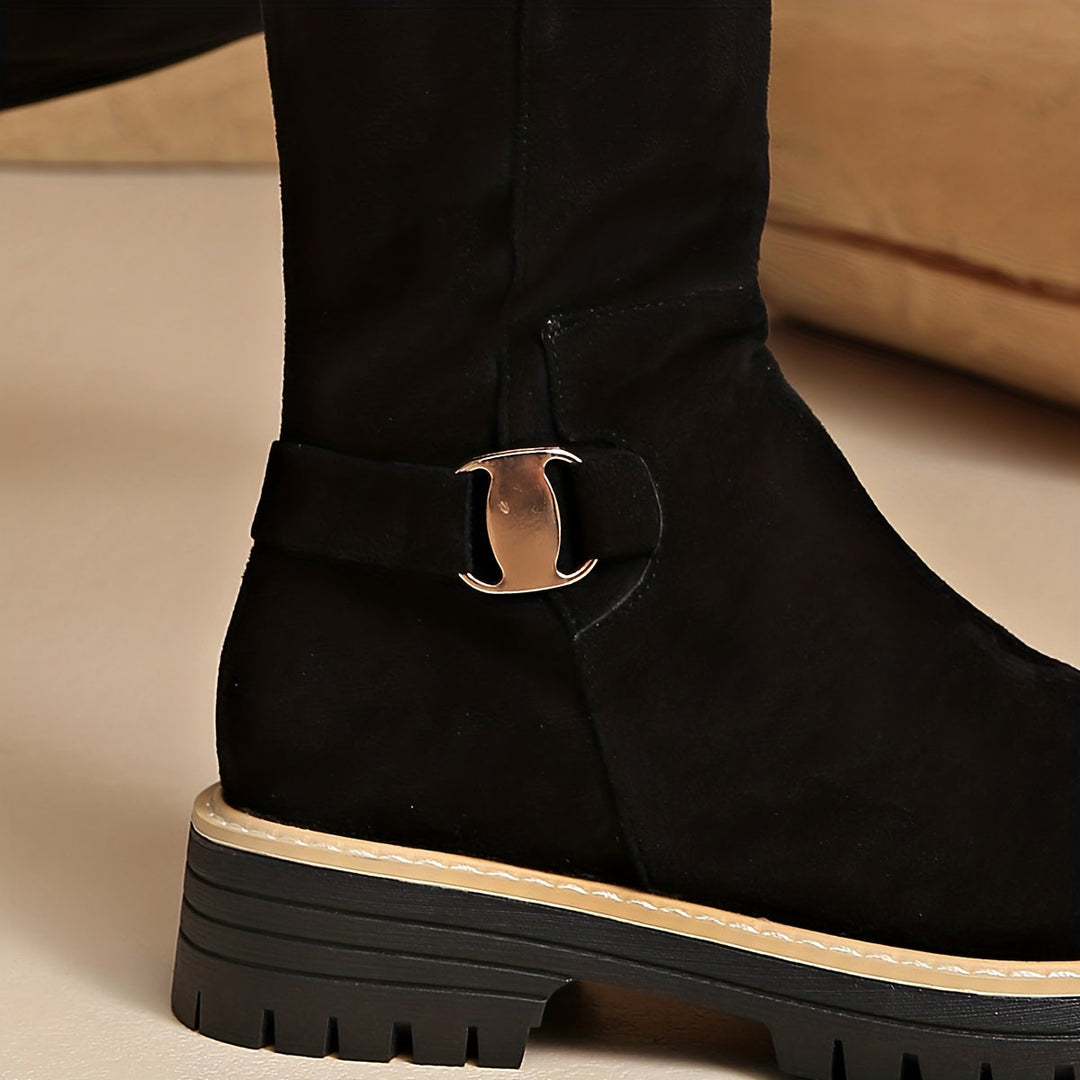 Sable | Comfortable Low Block Heel Knee High Boots