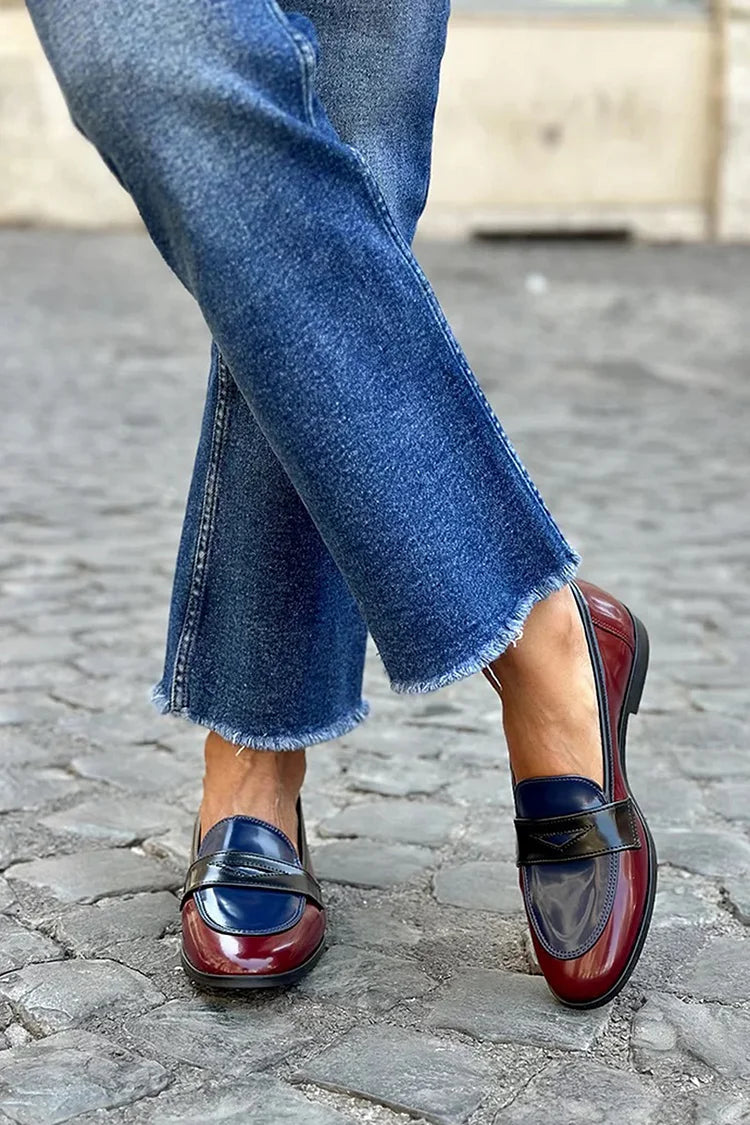 Bianca | Glänzende und stilvolle dreifarbige Loafer