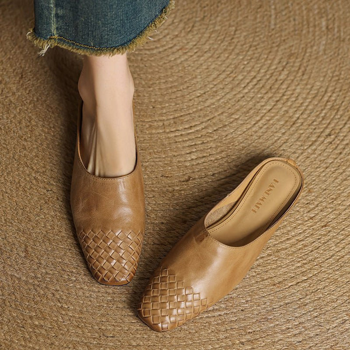 Andrea | Luxurious Leather Woven Slip-On Mules