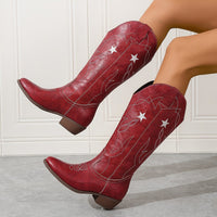 Antje | Chic And Trendy Wide Calf Design Cowboy Boots