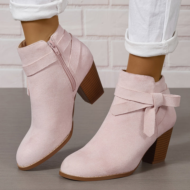 Heloise | Block Heel Ankle Boots with Bow Detail for Women