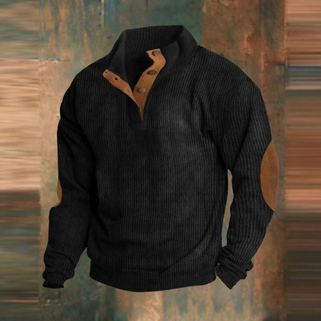 Maverick | Retro Ribbed Pullover with Button Collar