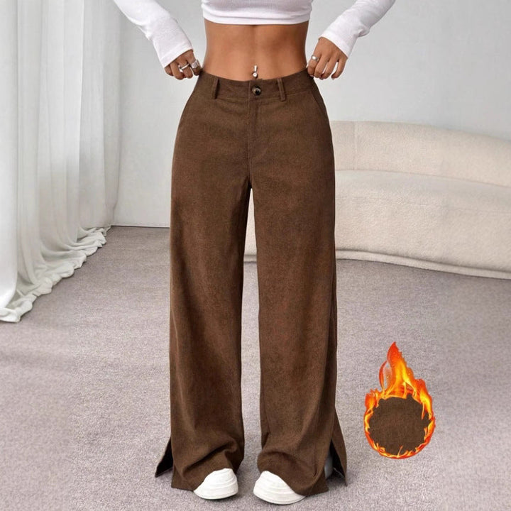 Clara | Elegant High-Waist Wide Leg Slit Pants