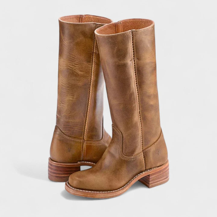 Laura | Elegant Western Leather Knee High Boots