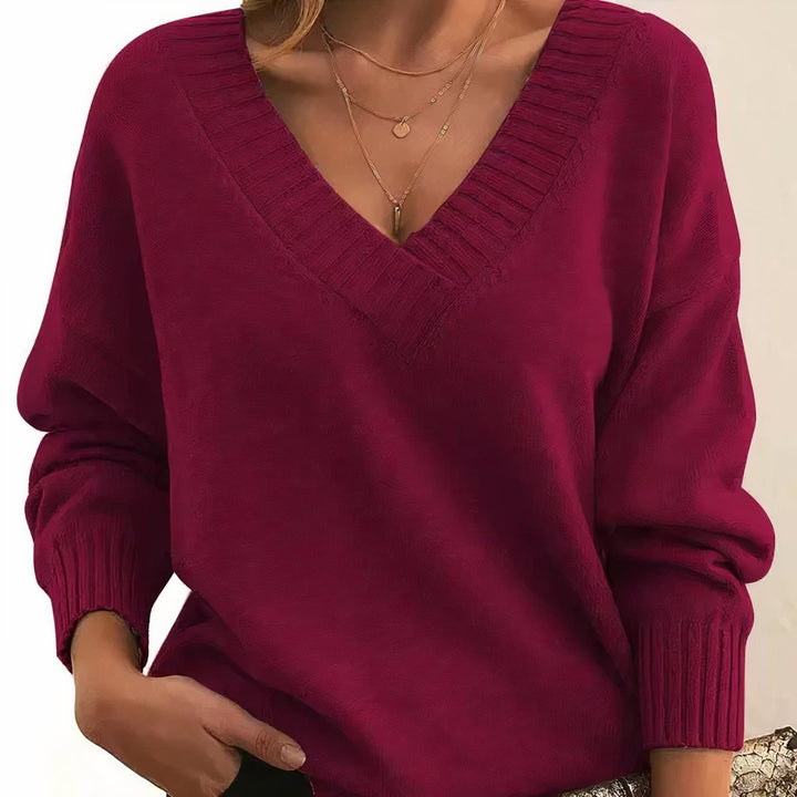 Liora | Cashmere-Blend Knit Sweater – Timeless V-Neck Style for Women