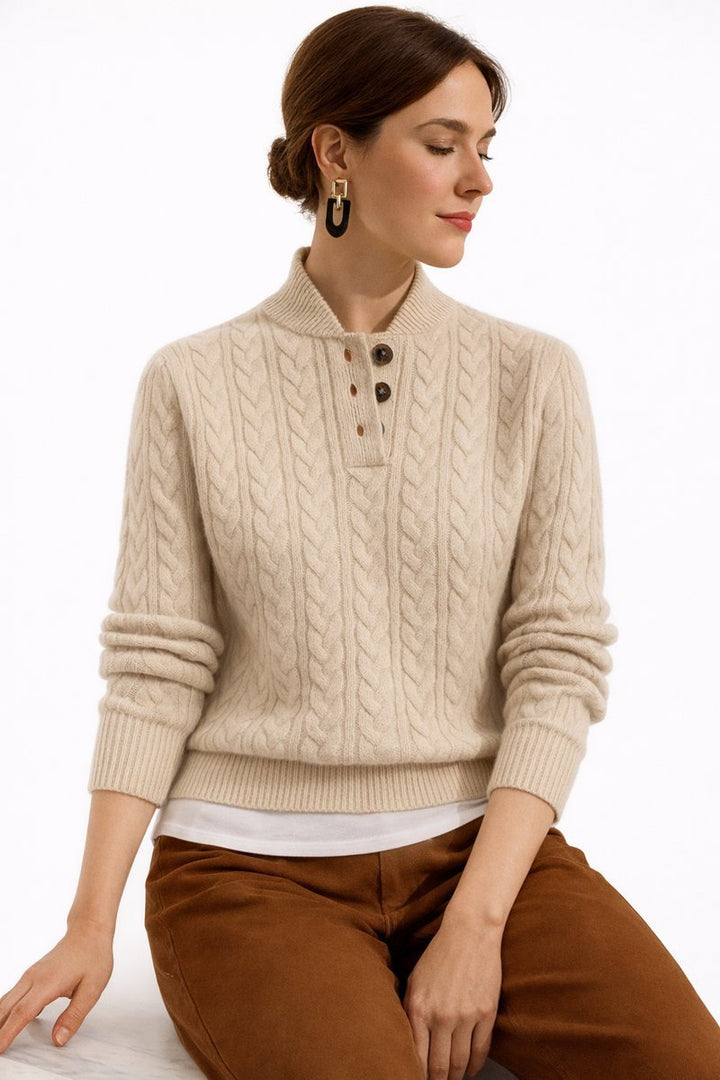 Elisa | Turtleneck Sweater – Classic Cable Knit Style for Women