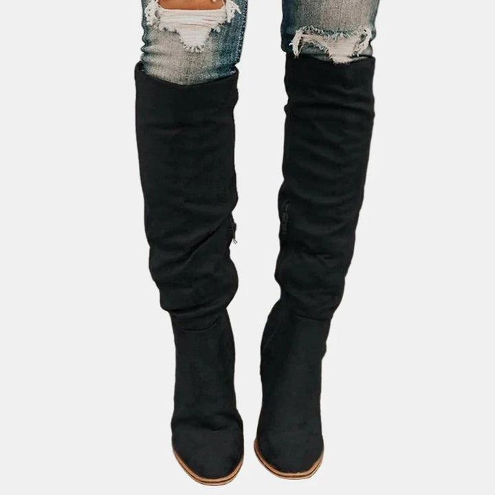 Katrin | Modern Stretch Block Heel Knee High Boots