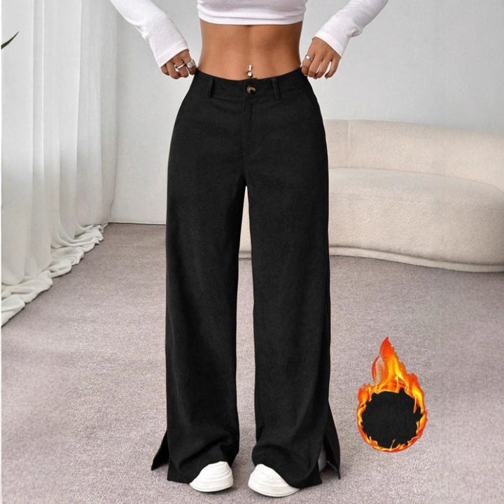 Clara | Elegant High-Waist Wide Leg Slit Pants