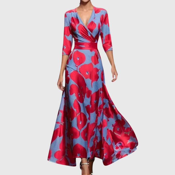 Juliette | Floral Long-Sleeved Dress with Elegant Wrap Silhouette