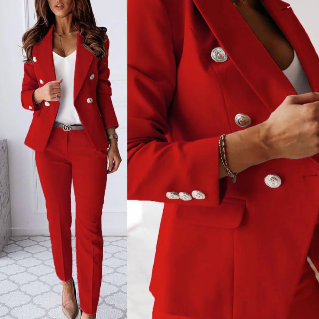 Adeline | Sophisticated And Elegant Double-Breasted Blazer Set For Women