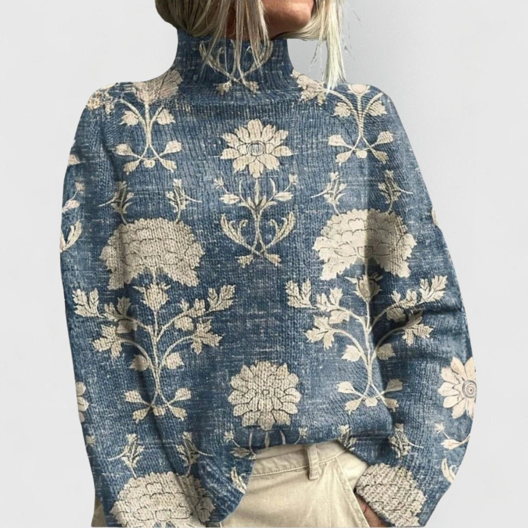 Annika | Turtleneck Sweater with Floral Pattern for Women