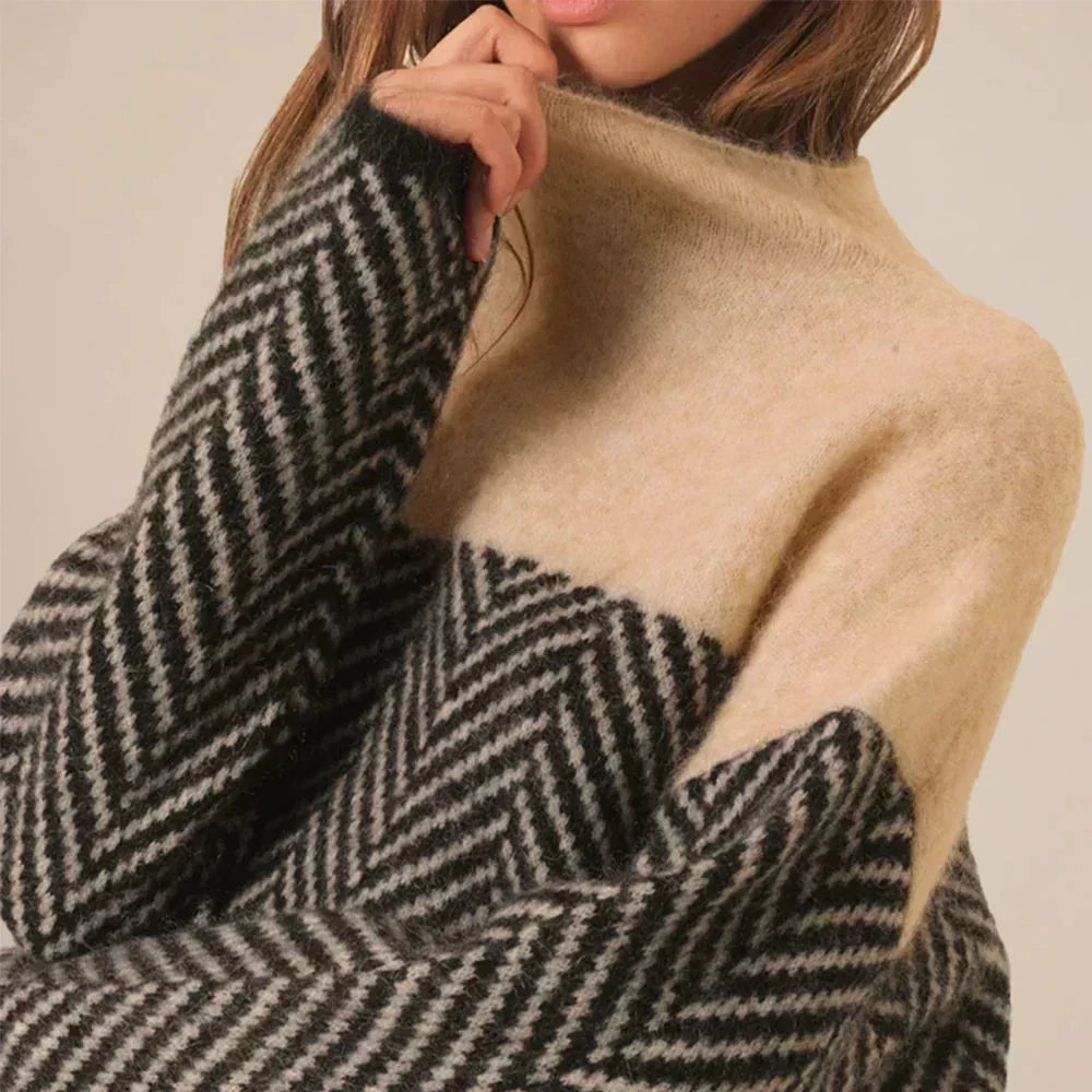 Elena | Elegant And Cosy Chevron Turtleneck Sweater