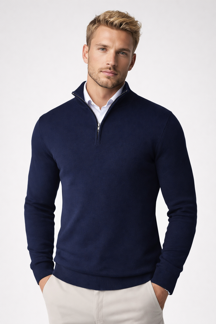 Nathan | Classic Half Zip High Neck Sweater