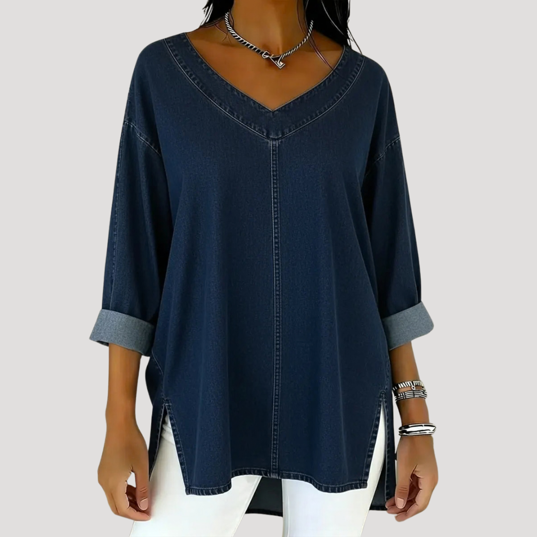 Harper | Elegant And Relaxed V-Neck Longline Tunic Top