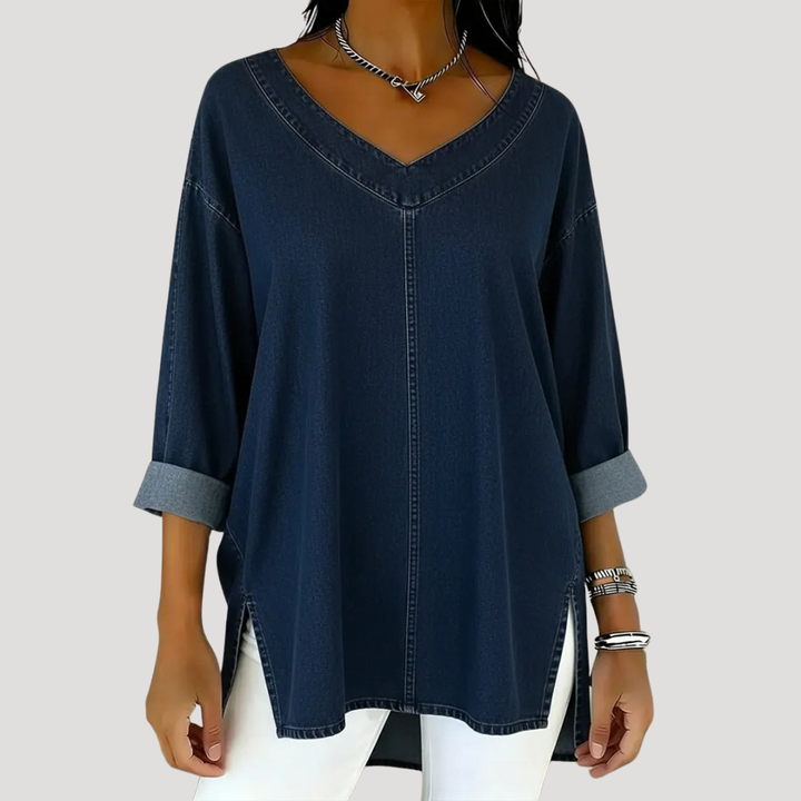 Harper | Elegant And Relaxed V-Neck Longline Tunic Top