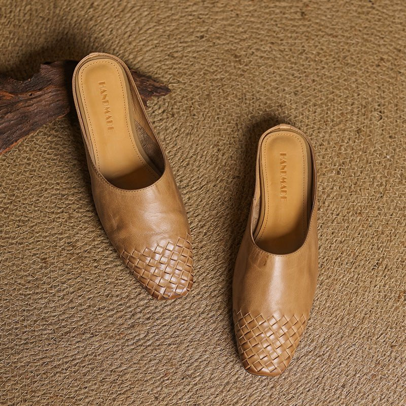 Andrea | Luxurious Leather Woven Slip-On Mules
