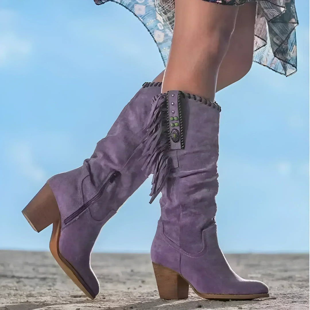 Jennifer | Fringe Suede Western Knee High Boots