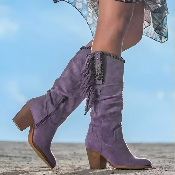 Jennifer | Fringe Suede Western Knee High Boots