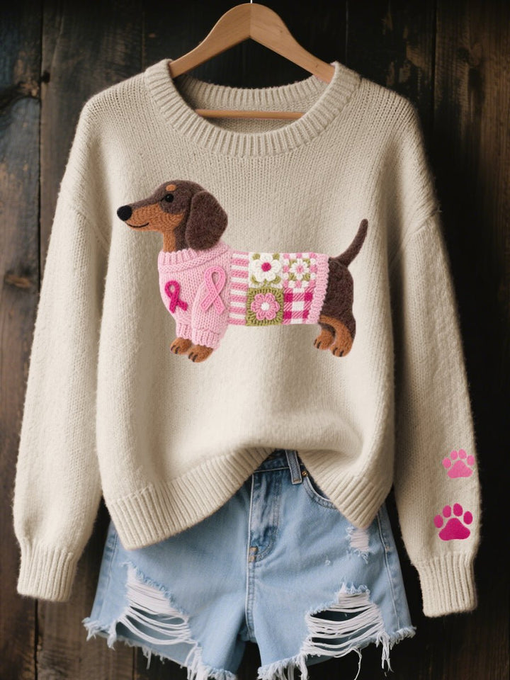 Nora | Knitted Sweater – Playful Dachshund Design for Women