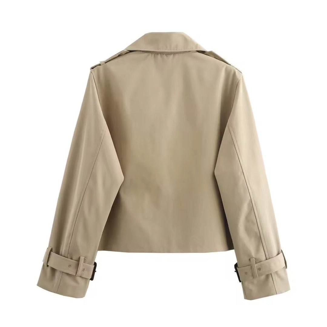 Isabelle | Elegant Double-Breasted Cropped Trench Coat