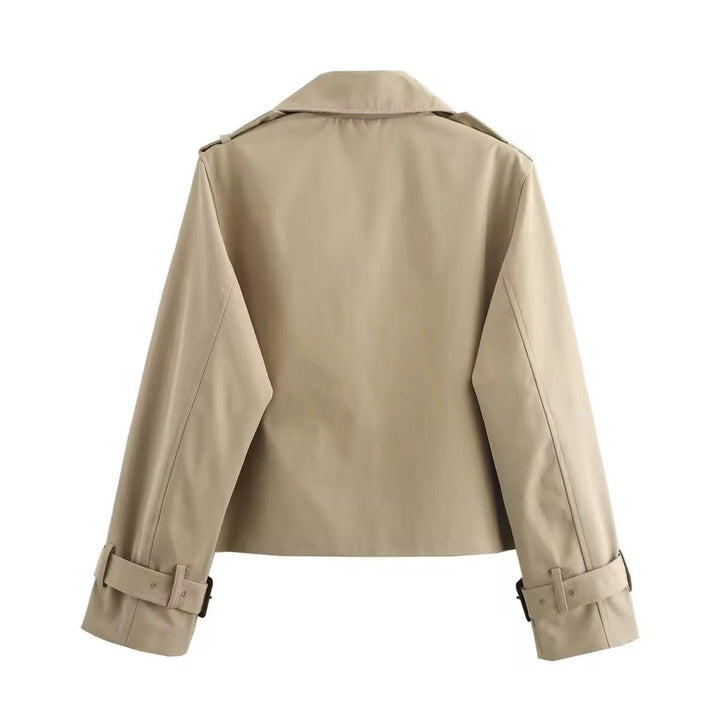Isabelle | Elegant Double-Breasted Cropped Trench Coat