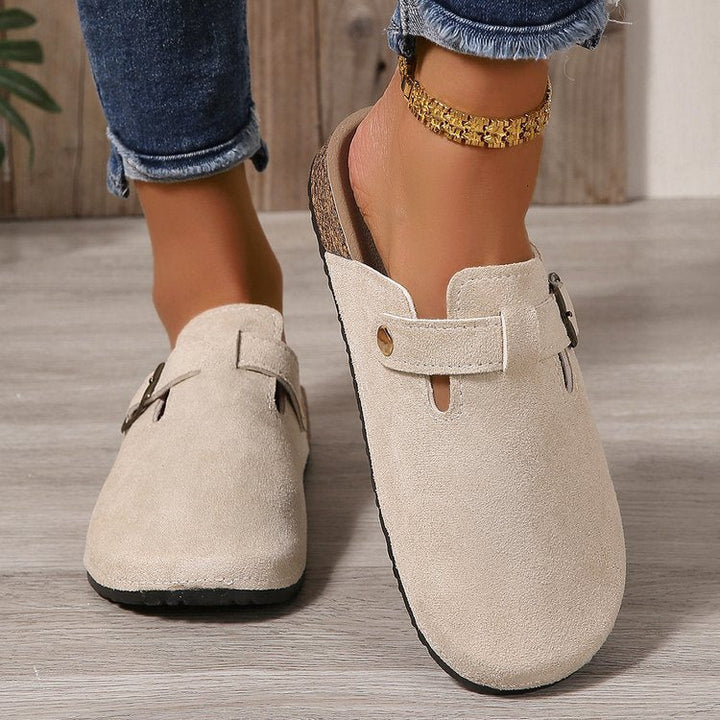 Harper | Elegant And Comfortable Suede Buckle Slip-On Mules