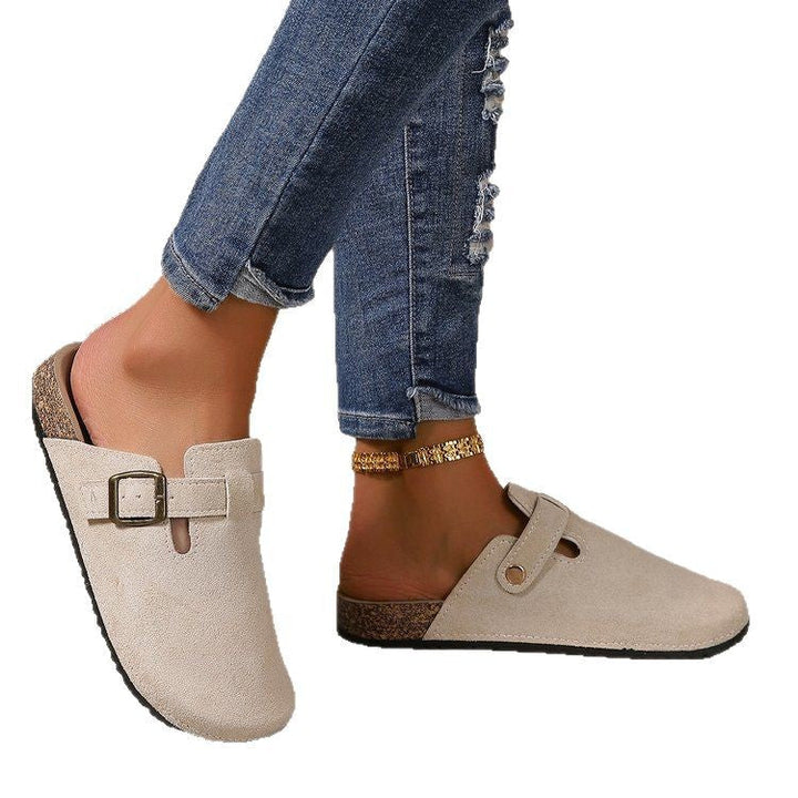 Harper | Elegant And Comfortable Suede Buckle Slip-On Mules
