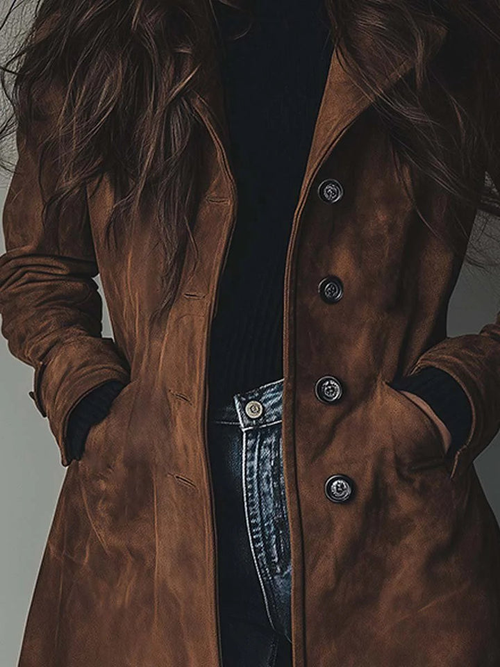 Claudia | Longline Tailored Trench Coat With Timeless Double-Breasted Style