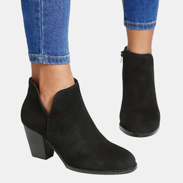 Aurora | Elegant Suede Block Heel Ankle Boots