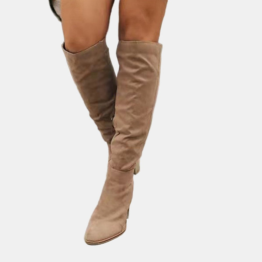 Katrin | Modern Stretch Block Heel Knee High Boots