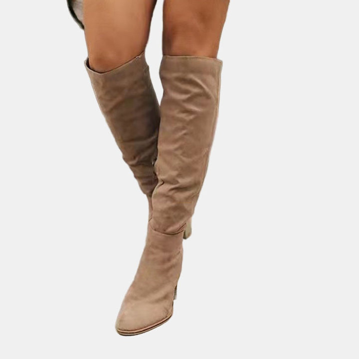 Katrin | Modern Stretch Block Heel Knee High Boots